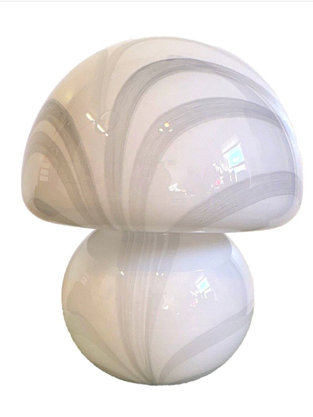 Alice Swirl Glass Mushroom Table Lamp Shade White 70s Murano Style 8.5x7.5"